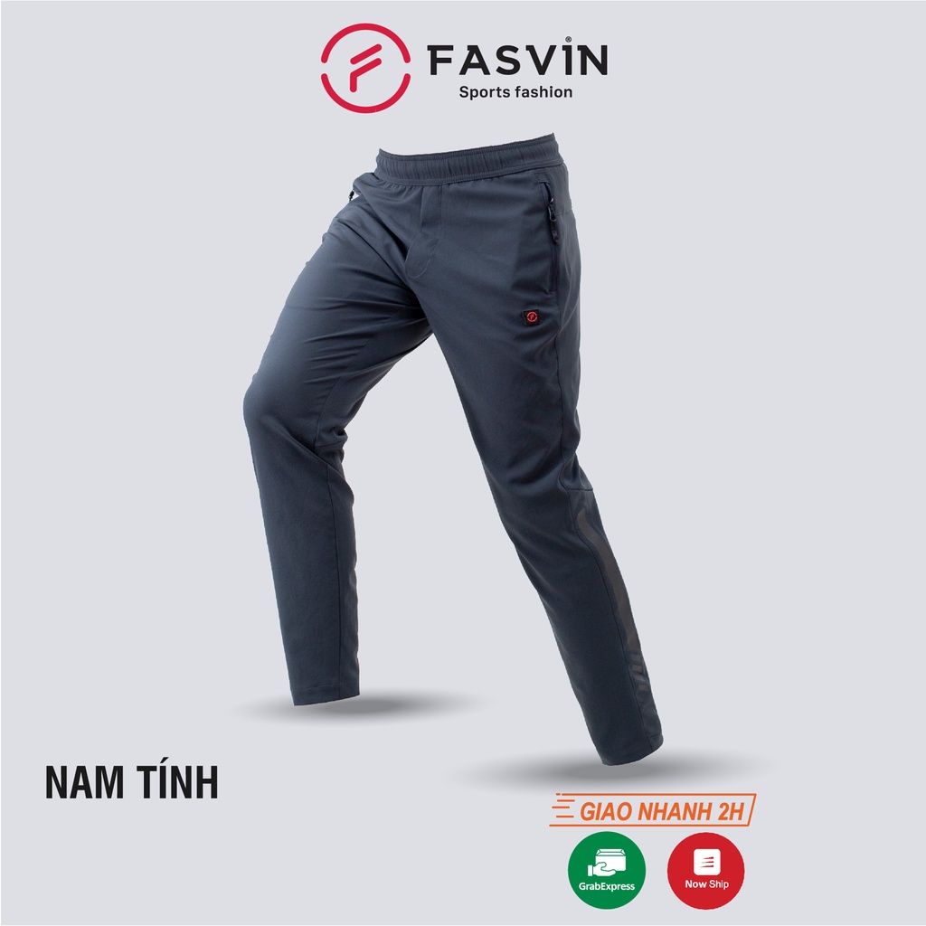 Quần dài nam thể thao cao cấp FASVIN vải dù gió co giãn ống suông có khóa túi đi chơi hay mặc nhà DC20423.HN - Hàng nhập