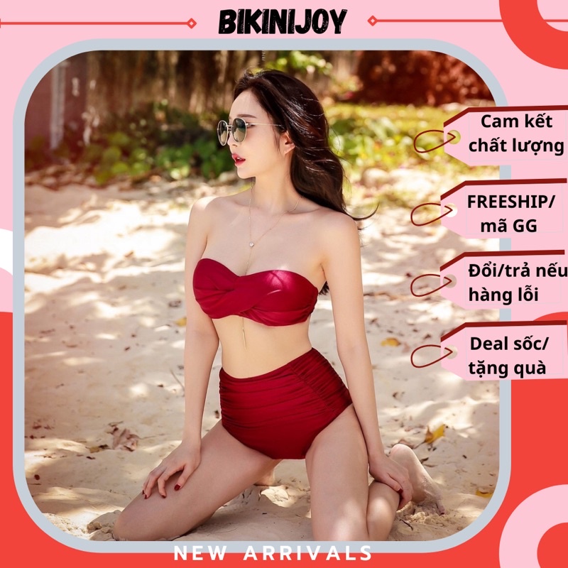 [ FREESHIP+ CÓ SẴN] Bikini lưng cao phối áo xoắn nâng ngực tốt