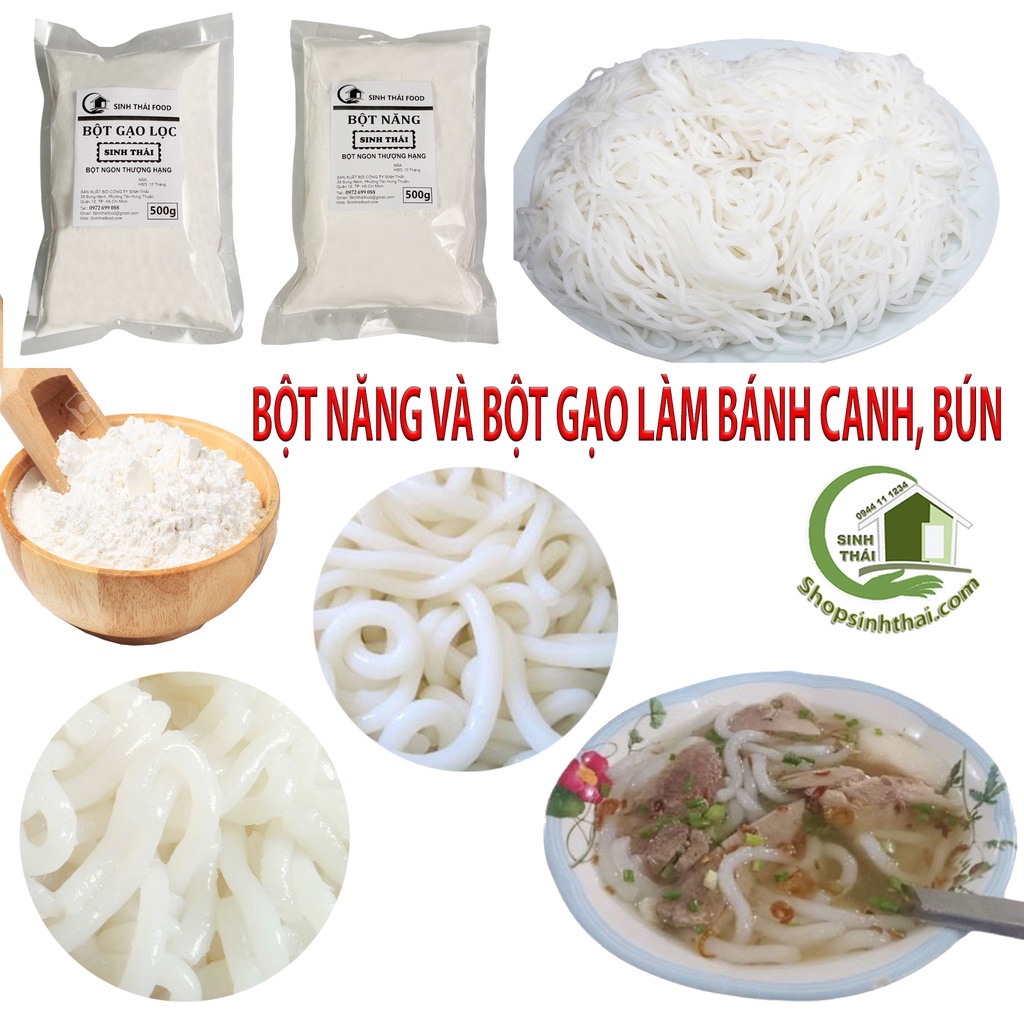 Combo bột năng và bột gạo 500g Sinh Thái, làm bánh canh, bún tươi dai ngon hảo hạng