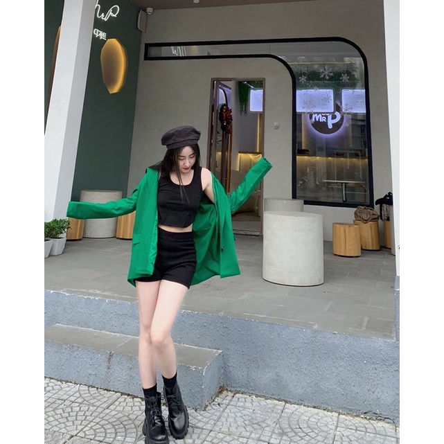 Blazer thụng thiết kế xanh lá