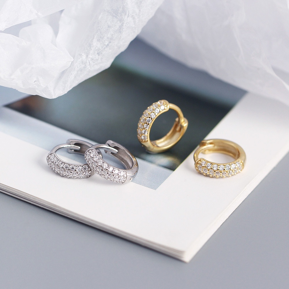 Bông Tai Mạ Bạc 925 Đính Đá Zircon Thời Trang Cho Nam Nữ