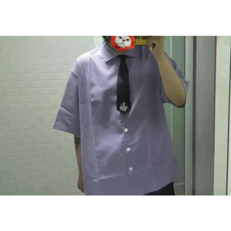 Áo sơ mi tím phối cavat cá tính Super Bigsize đến 150kg