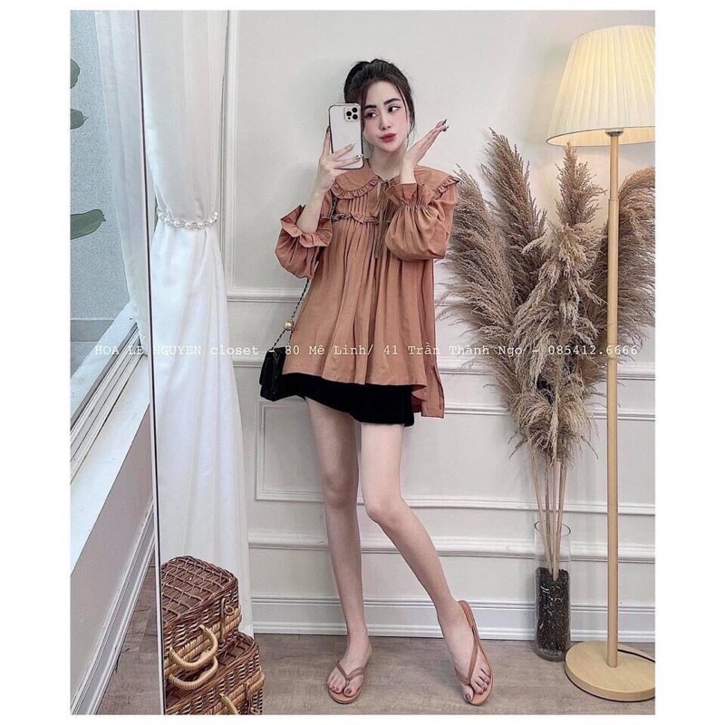[FREESHIP - HÀNG LOẠI 1] ÁO BABYDOLL CỔ SEN CHUN TAY NỮ ĐẸP