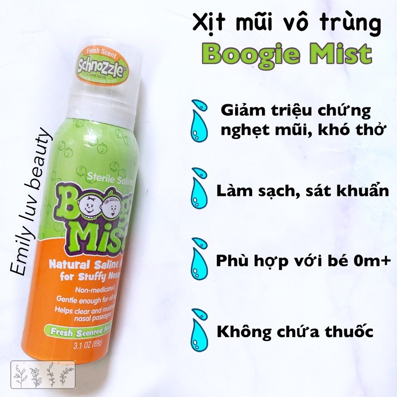 Xịt mũi vô trùng giảm nghẹt mũi Boogie Mist Mỹ