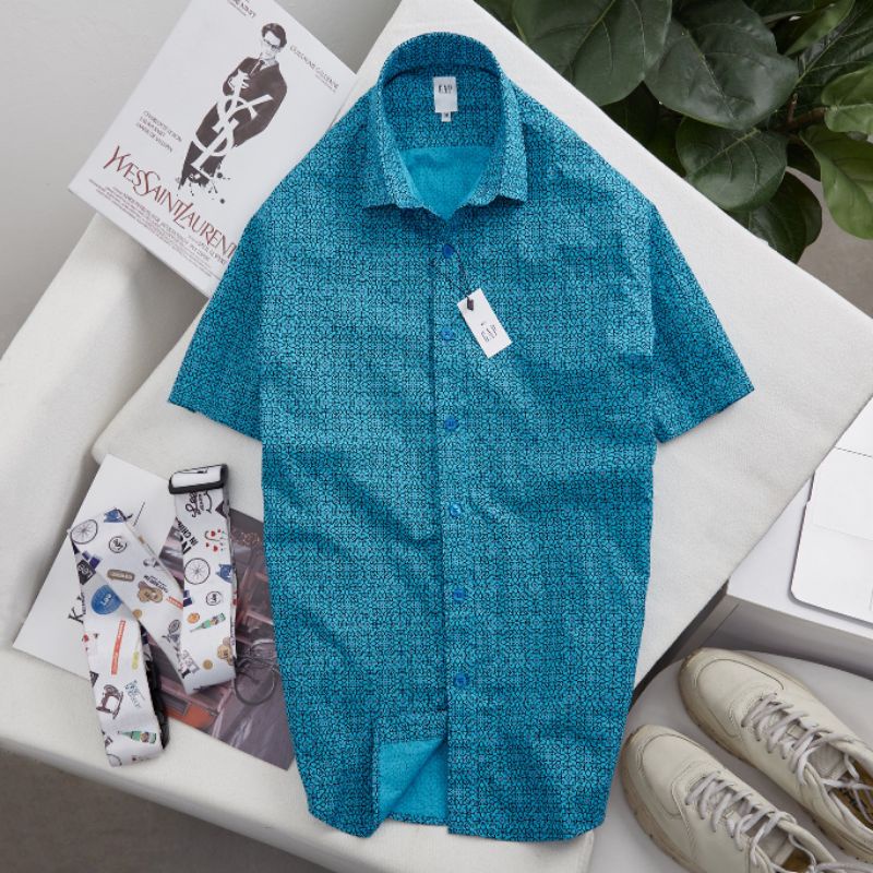 Áo sơ mi nam ngắn tay vải kate cotton HỌA tiết trẻ trung thoáng mát
