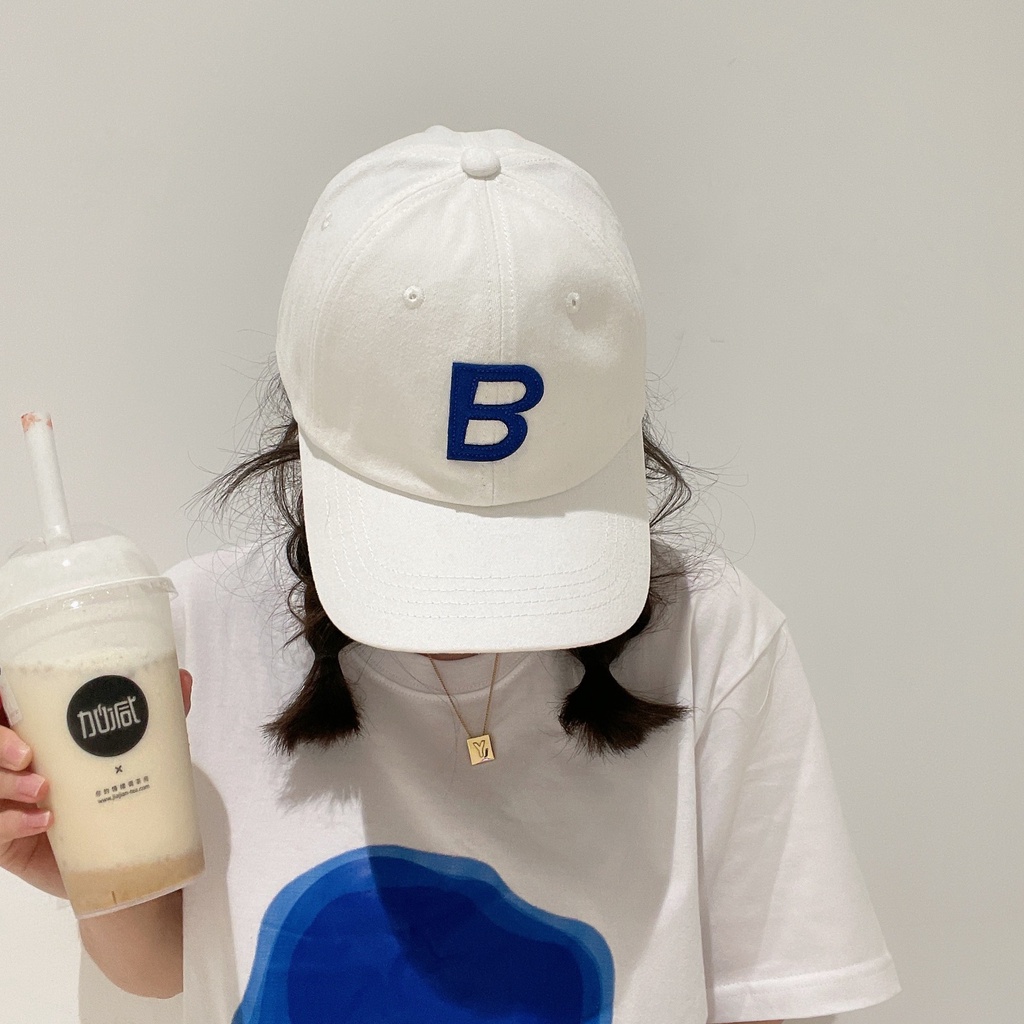 First Love Mũ Lưỡi Trai Chống Nắng Phiên Bản Hàn Quốc Thường Ngày Màu Trắng Xanh Dương Trắng In Chữ B Cho Nữ Dễ Phối Đồ