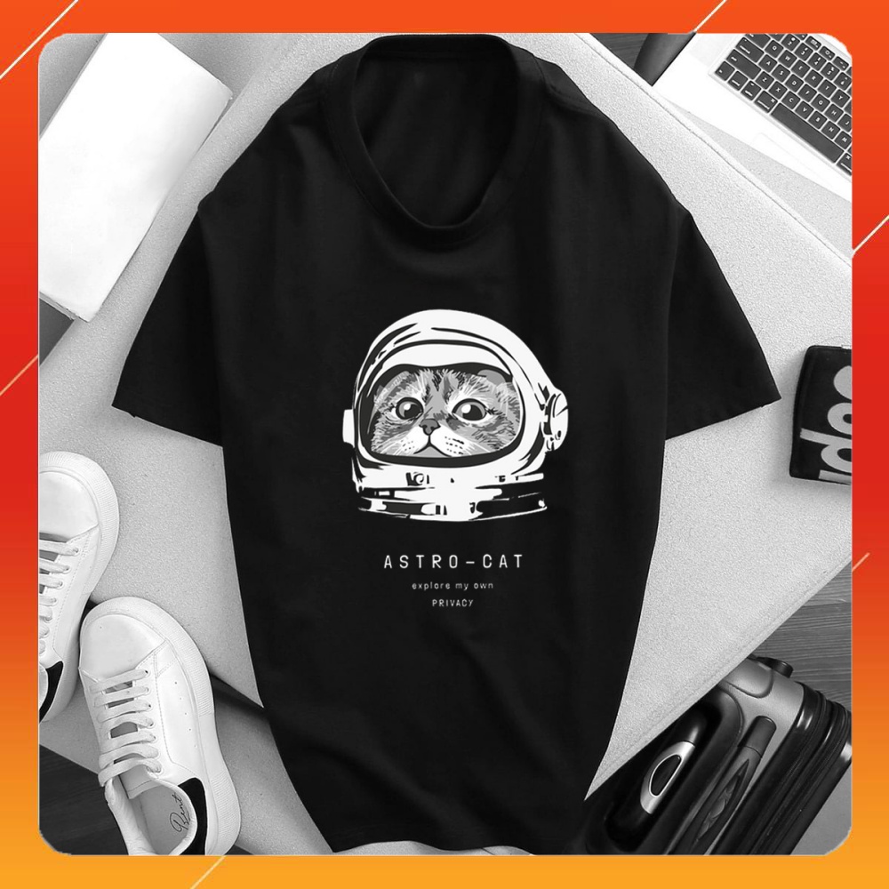 Áo thun phông Unisex Form rộng ngắn tay in hình Astro Cat Fullsize