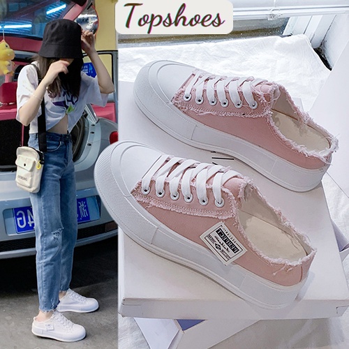 Giày sục thể thao nữ độn đế Hàn Quốc hot 2023 vải canvas TOPSHOES Size 36- 40