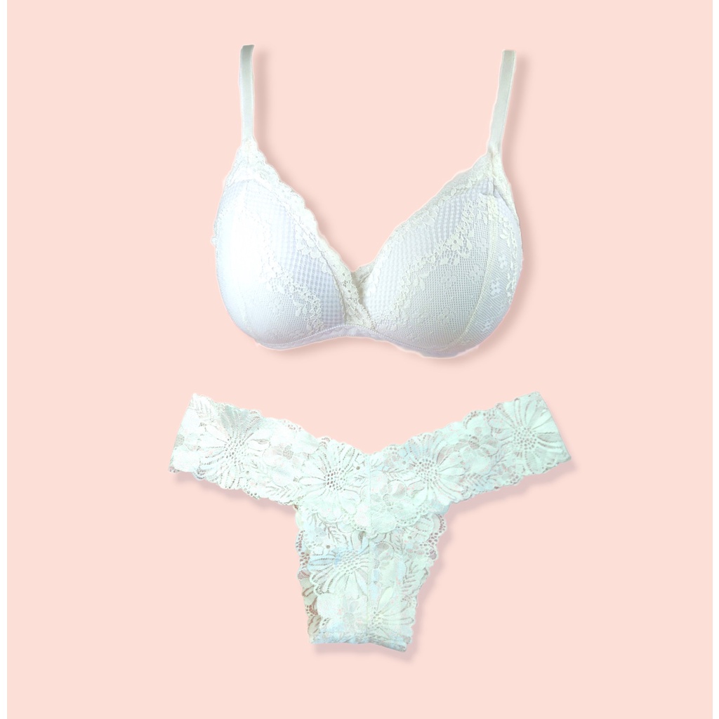 Bộ đồ lót nữ ren, bralette sexy không gọng mút mỏng Trắng (form lớn) SB02 [95's House]