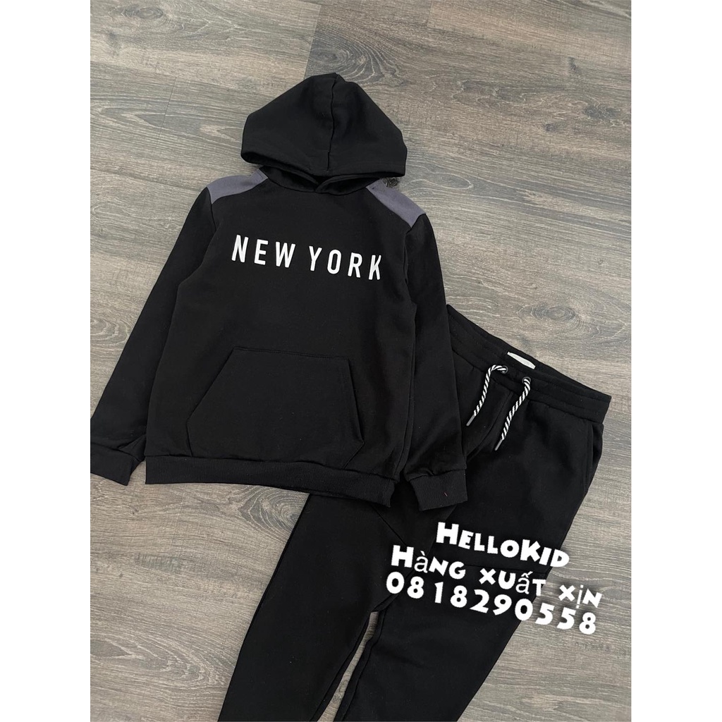 B392 - Bộ hoodie kèm jogger newyork bé trai &amp; bé gái