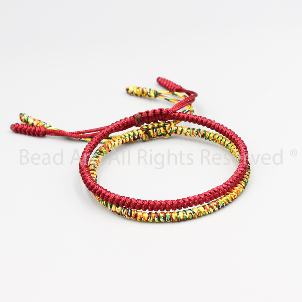 Combo 2 Vòng Tay Dây Ngũ Sắc Đỏ Đô Phong Cách Tibet Handmade, Vòng Tay Phong Thuỷ, Chuỗi Hạt S50 - Bead Art