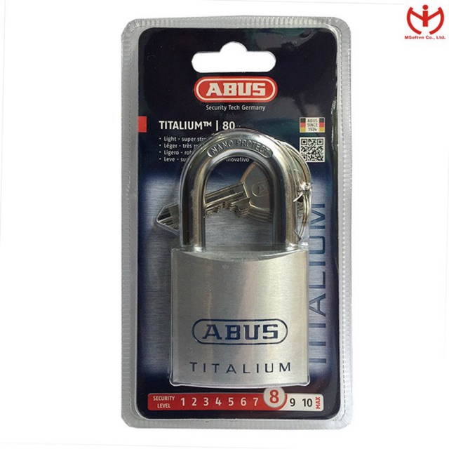 [Hỏa tốc HCM] Ổ khóa ABUS 80TI/50 thân TITALIUM rộng 50mm chìa răng cưa - MSOFT