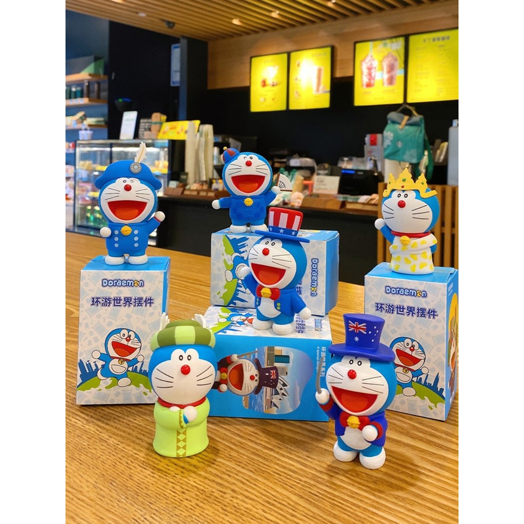 Mô hình mèo máy Doraemon 8cm (6 mẫu quốc gia) - Đồ trang trí, sưu tập , quà tặng