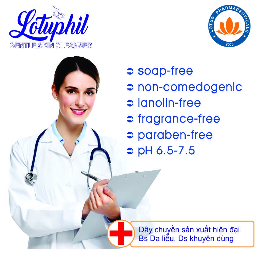 Sữa rửa mặt ngừa mụn Lotuphil 125ml, Hàng Chính Hãng thích hợp cho da nhờn, da khô, da nhạy cảm - Lotuspharma