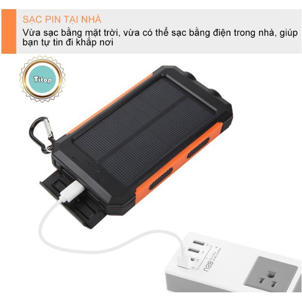 Sạc dự phòng năng lượng mặt trời, sạc đa năng có đèn pin 10000mAH - 20000mAH