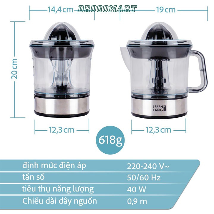 Máy vắt cam tự động, Ép cam bằng điện chính hãng của Đức dung tích 700ml bảo hành 12 tháng