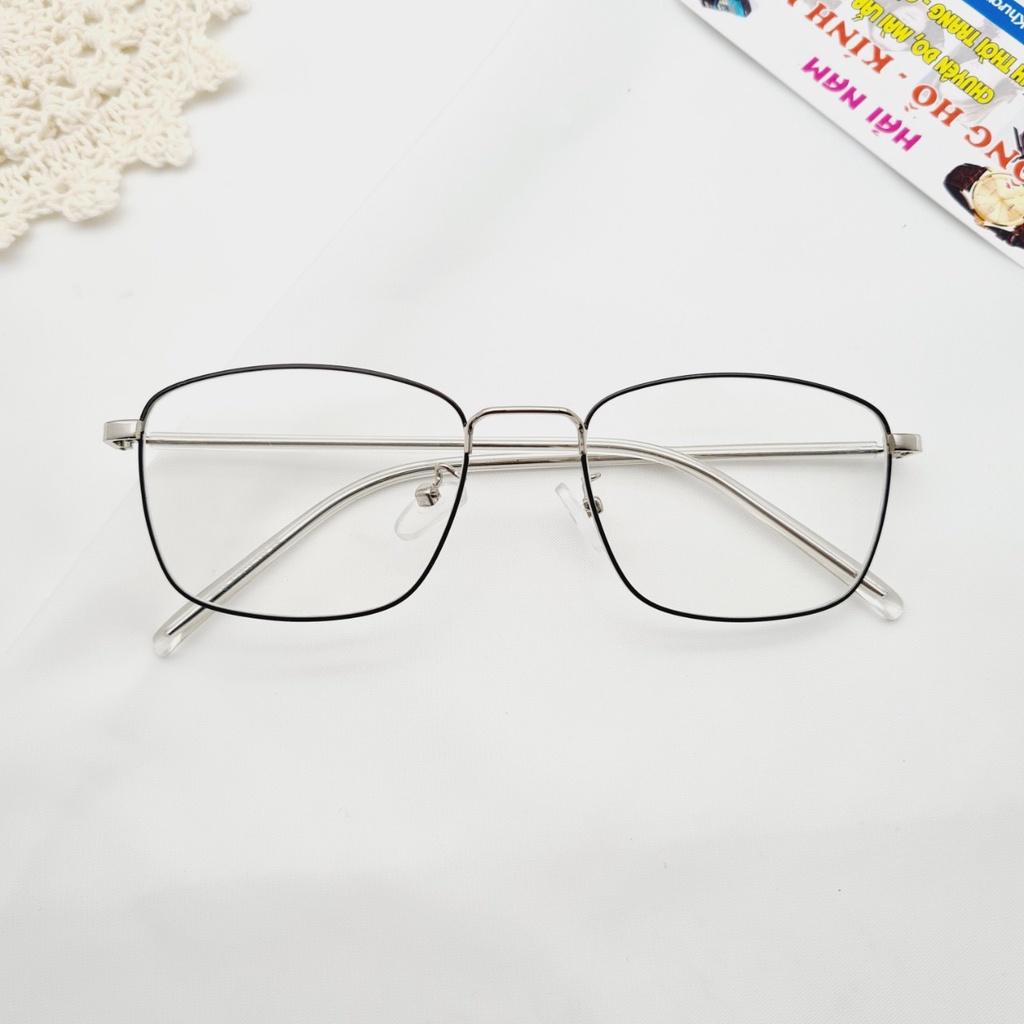 Gọng kính cận nam nữ Hainam Eyewear kim loại, mắt vuông, nhiều màu Y8818