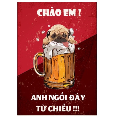 30x40cm Tranh sắt tranh thiếc trang trí treo tường chủ đề ăn nhậu, decor quán nhậu, beer club độc đáo