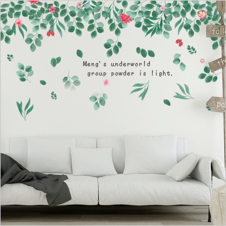 Decal dán trang trí tường Giàn lá xanh 3D mẫu số 3 - decan cao cấp có keo sẵn tự dán dễ dàng tại nhà AMYSHOP