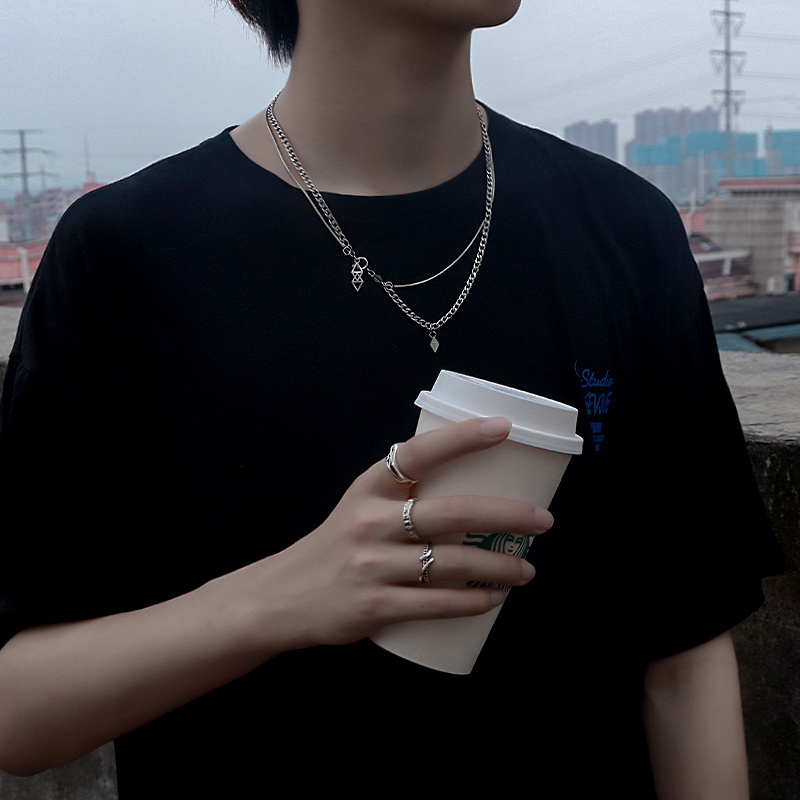 Vòng cổ Nhiều Lớp Phong Cách hip hop Nhật Bản Sang Trọng Thời Trang Cho Nam