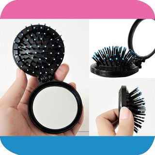 Lược gập kèm gương mini gấp gọn