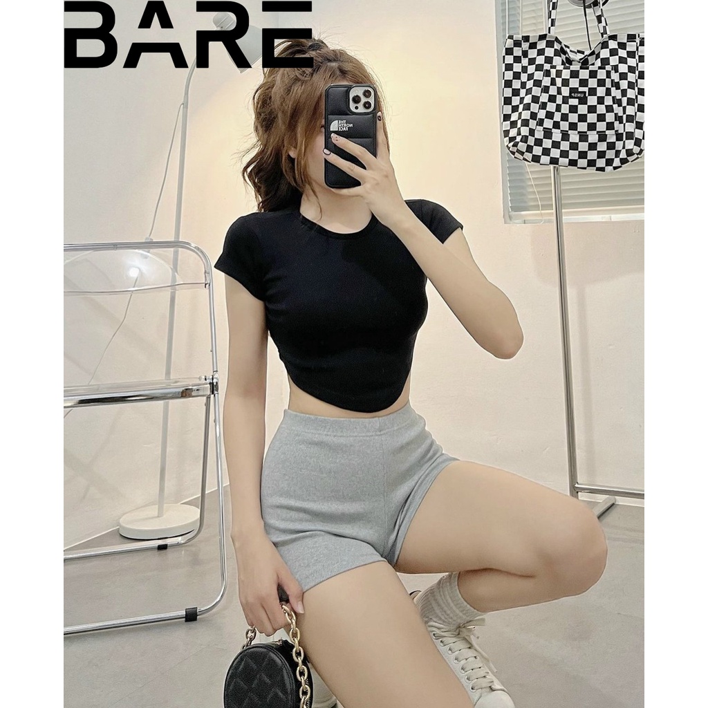 Áo thun ôm tay ngắn cổ tròn, áo crt ôm tay ngắn vạt tam giác cá tính - AO079 | BigBuy360 - bigbuy360.vn