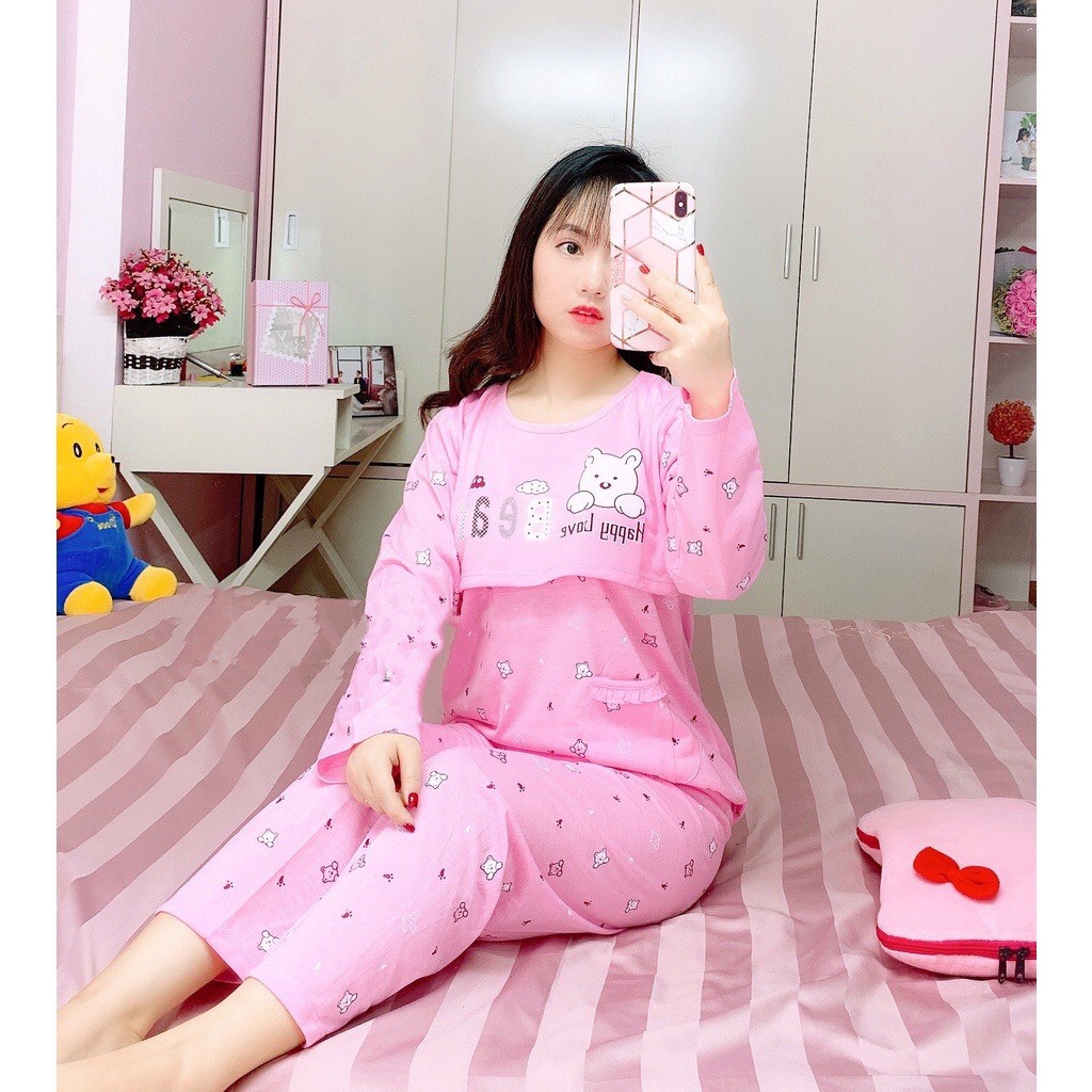 Bộ bầu - bộ sau sinh - cho con bú - chất liệu cotton