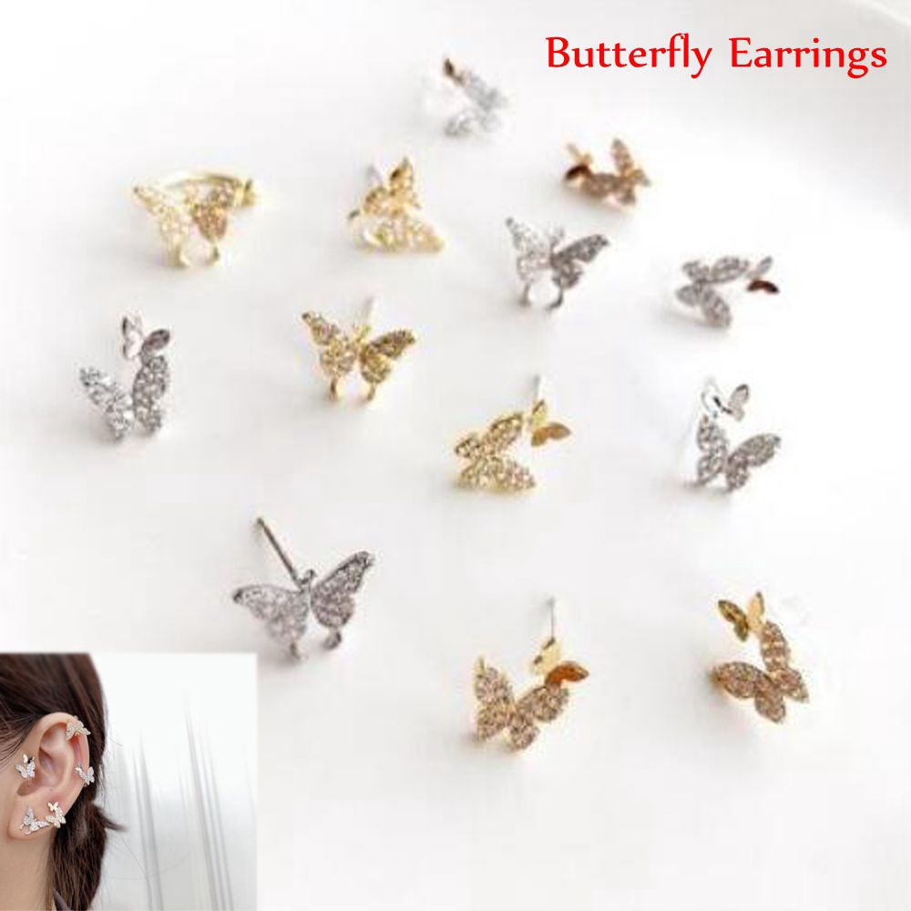 Hoa Tai Hình Bướm Đính Đá Lấp Lánh