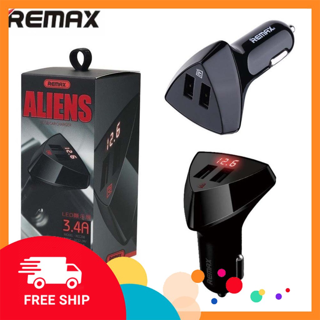 Tẩu sạc ô tô REMAX 3 USB 4.2A Aliens - Hàng Chính Hãng Remax