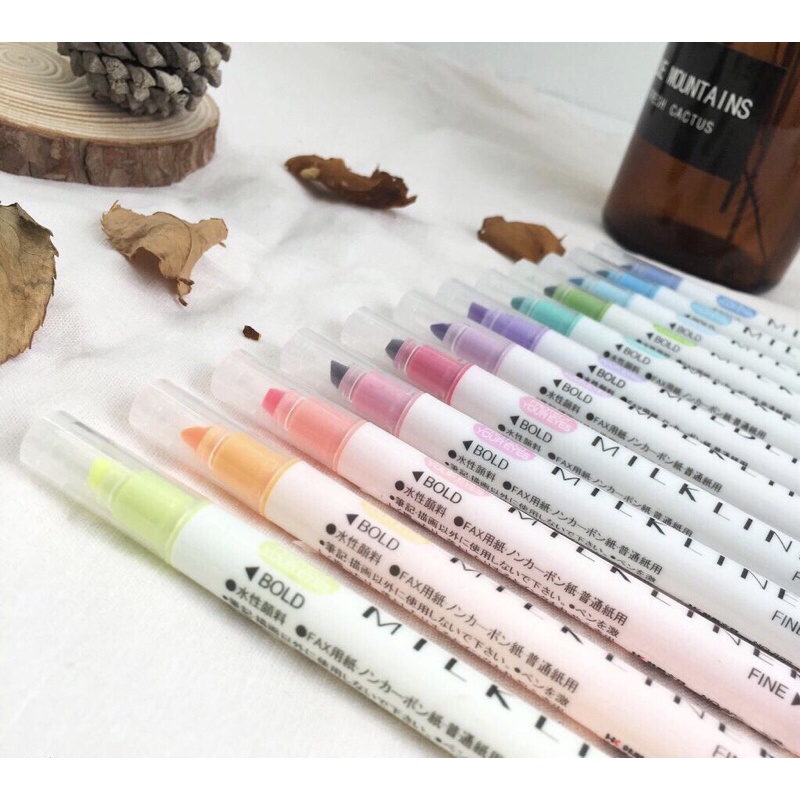 Bút dạ quang 12 bút highlight màu sắc xinh xắn hỗ trợ ghi chú
