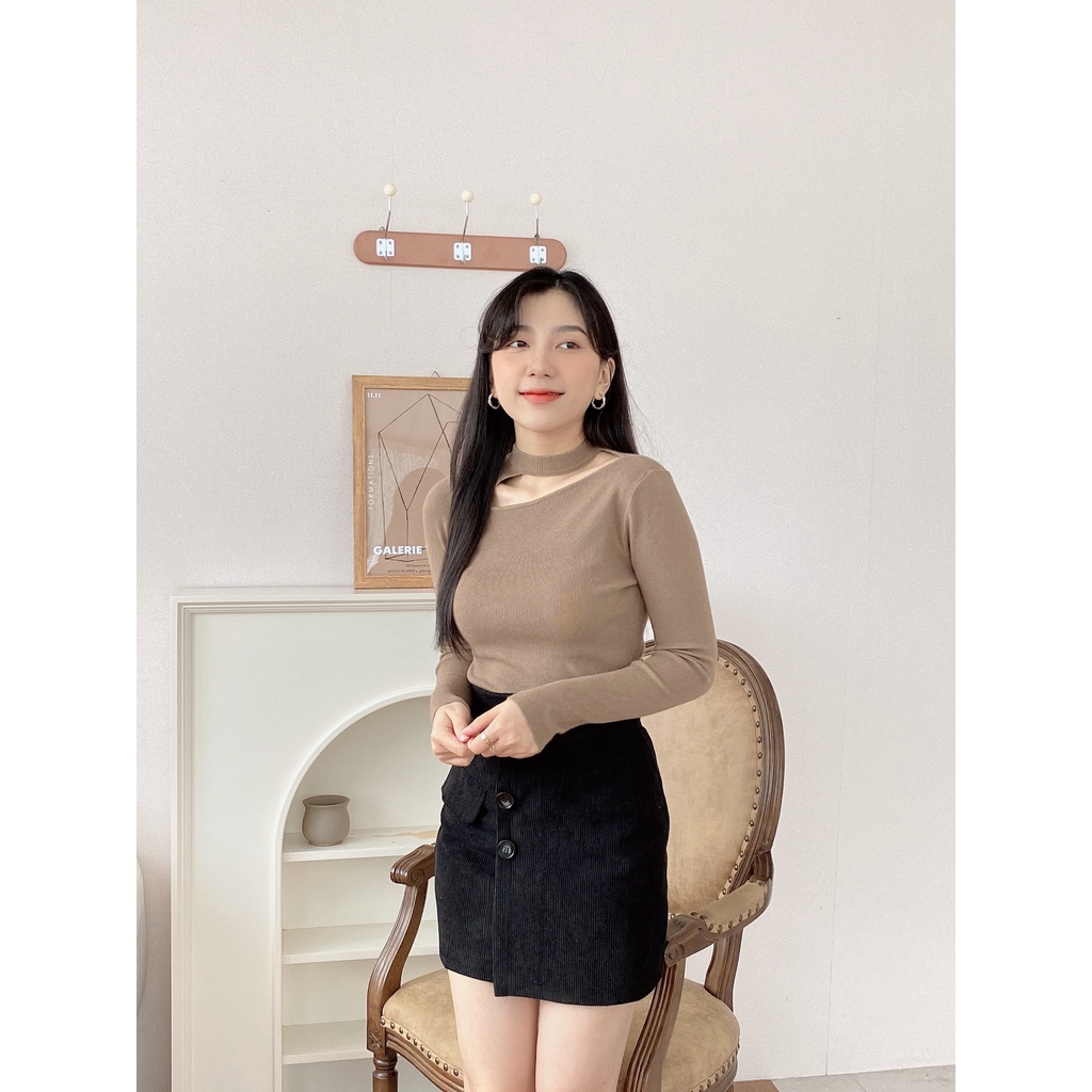 ÁO LEN CỔ KHOÉT VẦNG TRĂNG | BigBuy360 - bigbuy360.vn