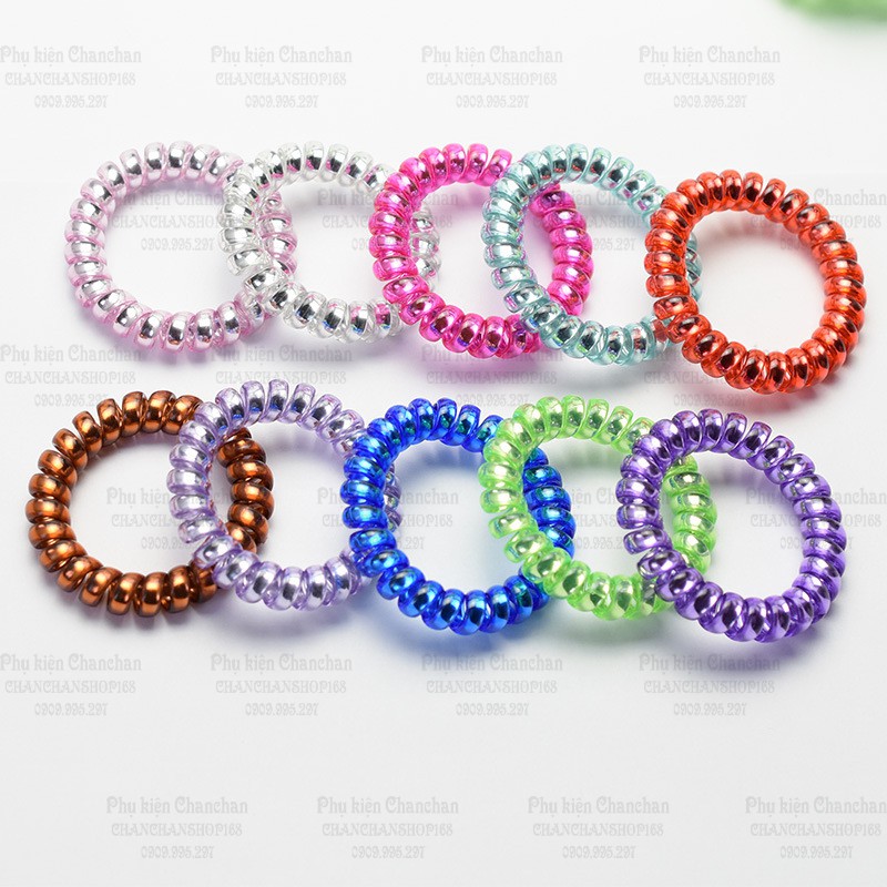 Cột tóc lò xo ánh bạc size lớn 6k / sợi