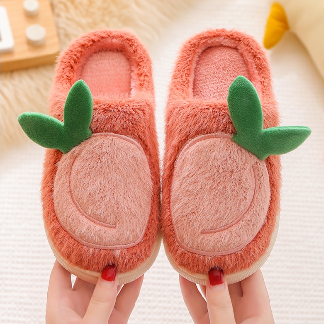 Dép Bông Đi Trong Nhà Cho Bé Siêu Ấm Chống Trơn Trượt Hình Trái Cây