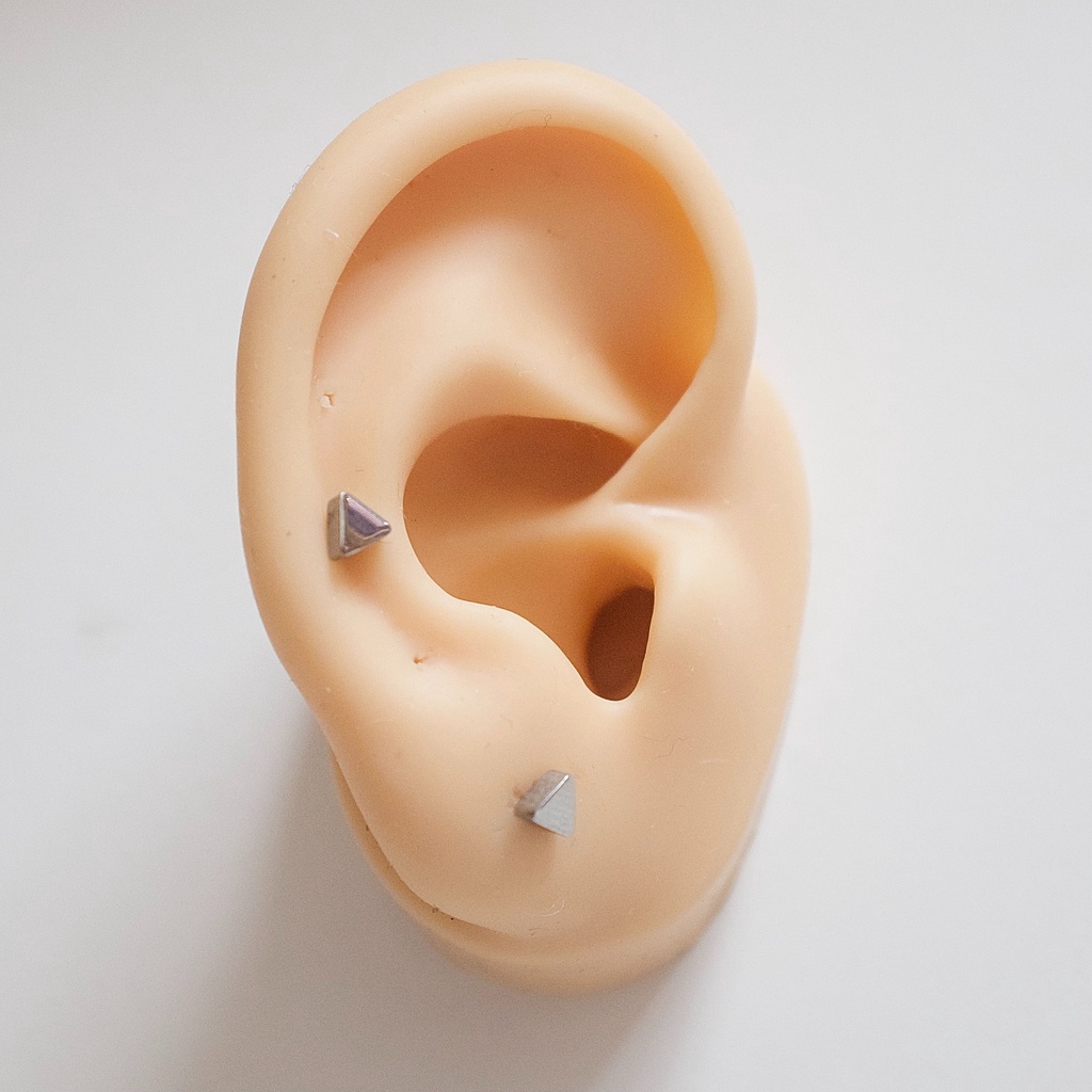 [1 Chiếc] Khuyên Tai Titan Unisex Hình Tam Giác Bi Tròn Không Gỉ Sét Không Ngứa Bông Tai Julies Box 66