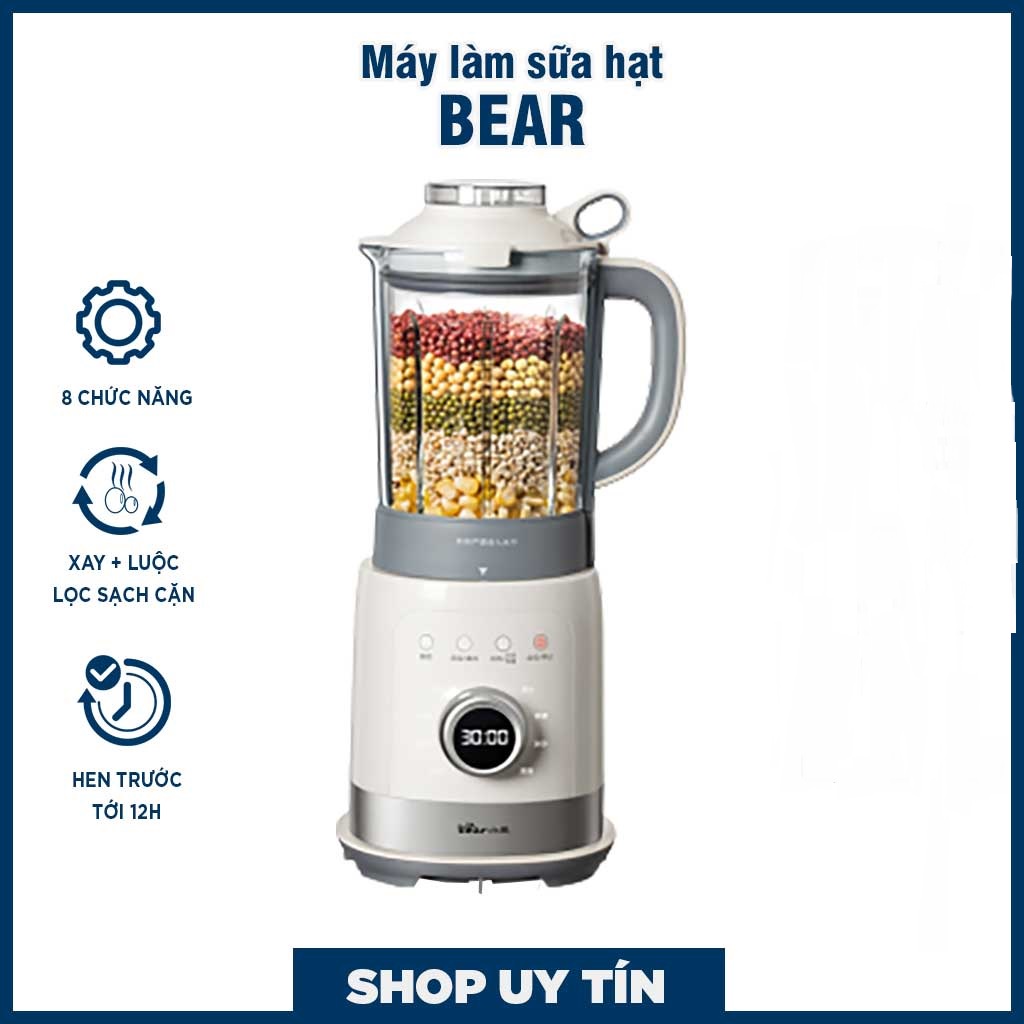 Máy Làm Sữa Hạt Đa Năng - Sữa Đậu Nành - Xay Sinh Tố - Bear 1,5L- 8 Chế Độ Chức Nắng_Bảo Hành 06 tháng