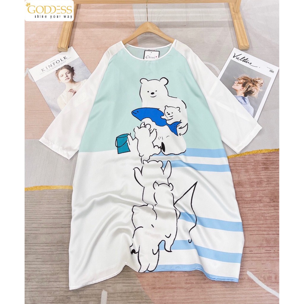 [Mã GODD2407 giảm 5% đơn 199K] Đầm Pijama Lụa Satin  Đầm váy ngủ Bigsize 40 - 65kg lụa mát mịn cao cấp