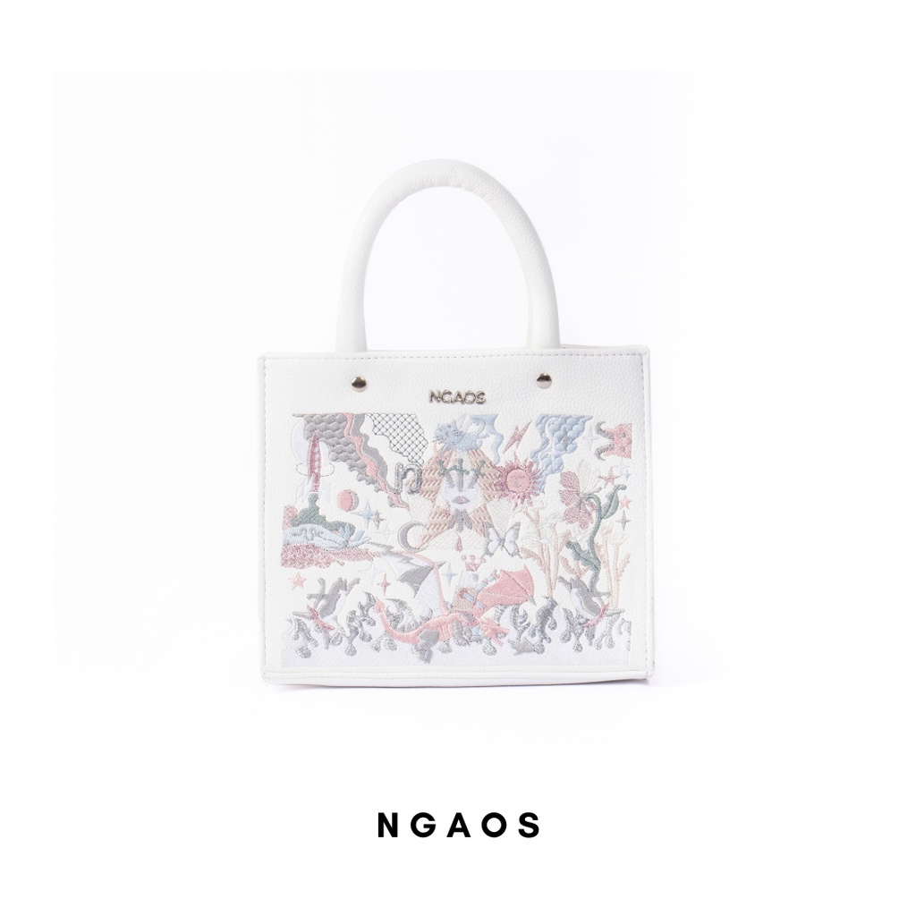 Túi xách NGAOS The Book Bag White - Medium Size