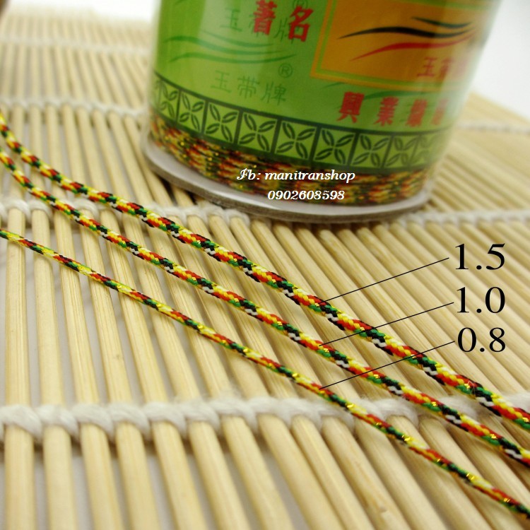 Cuộn dây chỉ ngũ sắc - phụ kiện handmade làm vòng tay 0.8mm 1.5mm Cuộn
