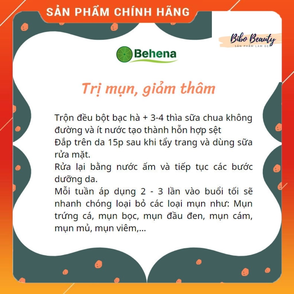 Bột bạc hà nguyên chất Behena - Làm đẹp, The mát