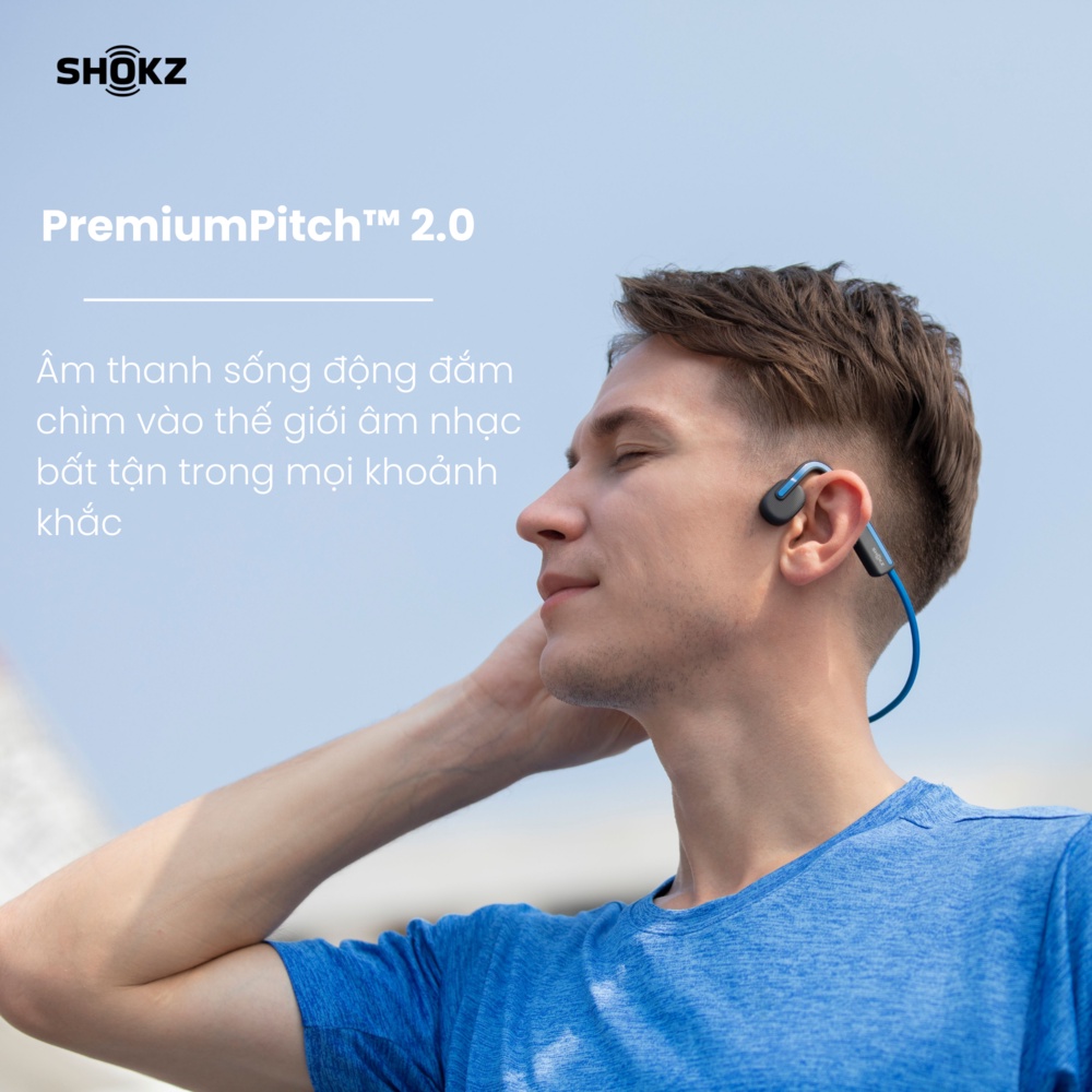 Tai Nghe Bluetooth Thể Thao Truyền Âm Thanh Qua Xương SHOKZ OPEN MOVE S661 Màu Xanh - Bảo Hành 2 Năm