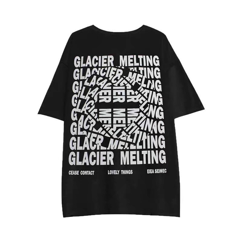 [ Rẻ vô địch] Áo thun cotton tay lỡ dáng rộng unisex chữ chảy -Glacier