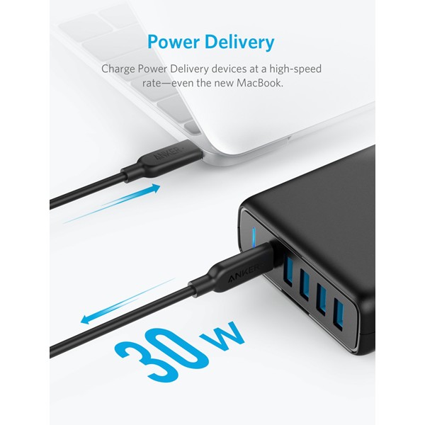 Sạc Anker PowerPort Speed 5 - 5 cổng, USB-C Power Delivery