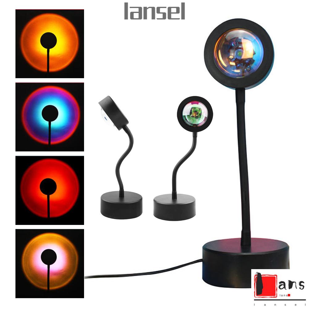 ❤LANSEL❤ Living Room RainbowLED Night Light Bedroom 360 Degree Rotation Sunset Projection Lamp Flexible Photography Tool Home Decor Romantic Atmosphere USB Port