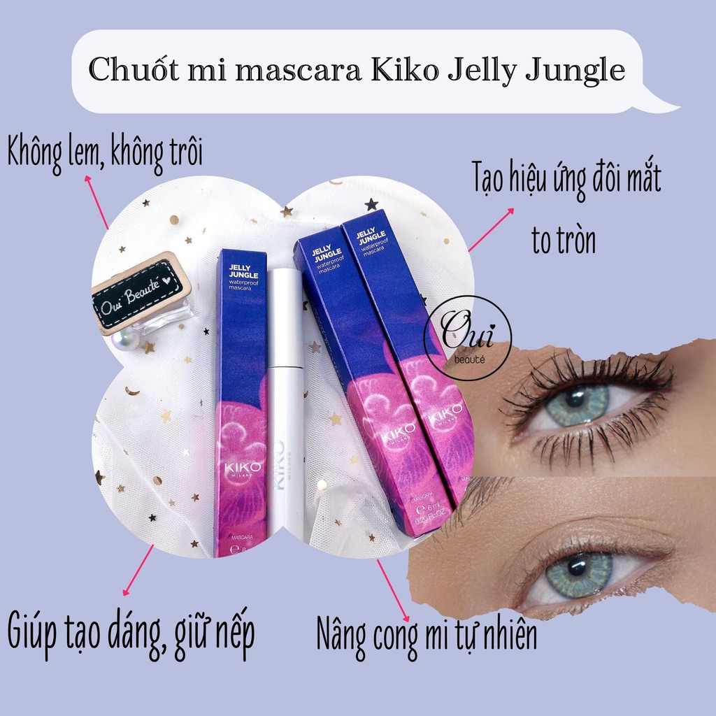 Mascara Kiko Jelly Jungle làm dày dài mi, chuốt mi chống thấm nước 6ml Ouibeaute