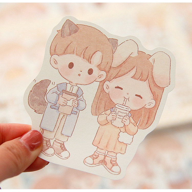 Giấy note ghi chú 100 tờ họa tiết Telado COUPLE dễ thương, Giấy nhắn văn phòng tiện lợi, Set 100 miếng note không keo