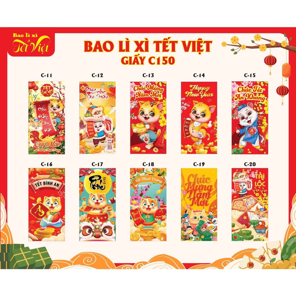 10 Bao Lì Xì 2023 Giá Sỉ Rẻ Tết Độc Lạ Màu Đỏ Đẹp Hoạt Hình Quý Mão Cute Dễ Thương Thần Tài Tiền Đô - Lana Queen