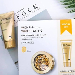 Mặt nạ dưỡng trắng Wonjin Effect Water Toning Mask + 1 tuýp sữa rửa mặt 80ml