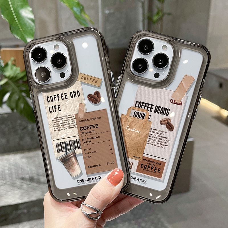 Ốp Điện Thoại DecoPhone Acrylic tpu acrylic Trong Suốt Hình Ly Cà Phê Cho iphone 6s 7 8 plus x xs xr 11 12 13 14 15 max pro