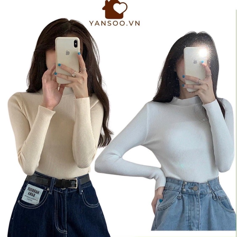 Len ôm cổ 3p, áo len ôm cổ 3p basic dễ mix đồ