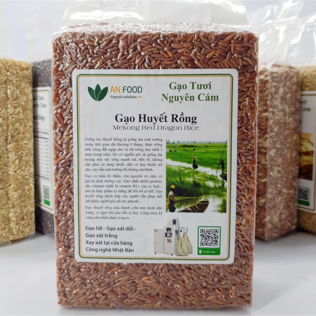 Gạo Huyết Rồng Hữu Cơ-An Food (túi hút chân khồng 1kg)
